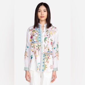 Johnny Was Gloria Paneled Button Down Shirt Size XS